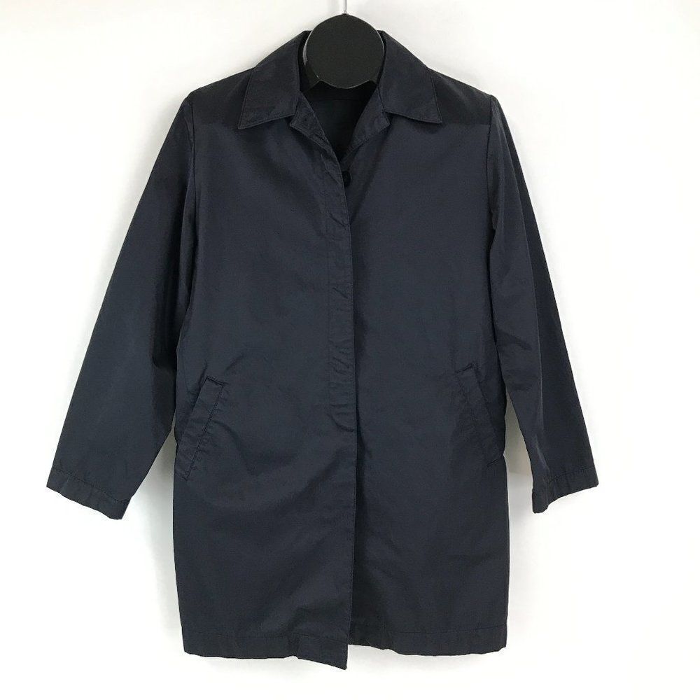 Eddie Bauer Button Down Jacket Women's Medium Black Nylon Blend Pockets Outdoor
